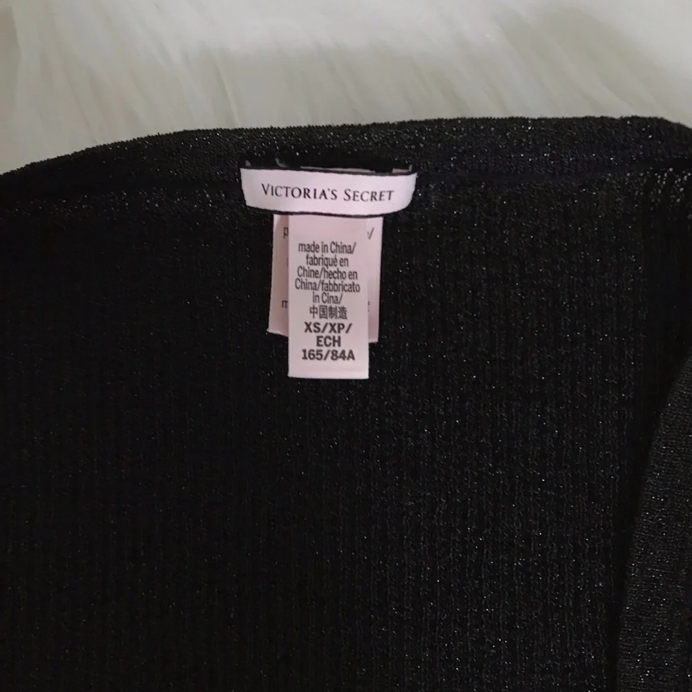 β¨HPβ¨ VS Plunge Ribbed Shimmer Bodysuit Teddy XS Black - Picture 6 of 10
